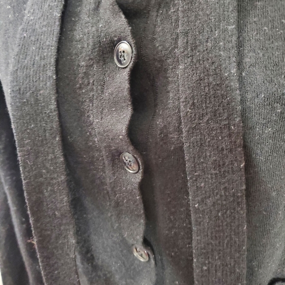 Diane Von Furstenberg Black Wool Bow Tie Button Down Sweater - Picture 4 of 7